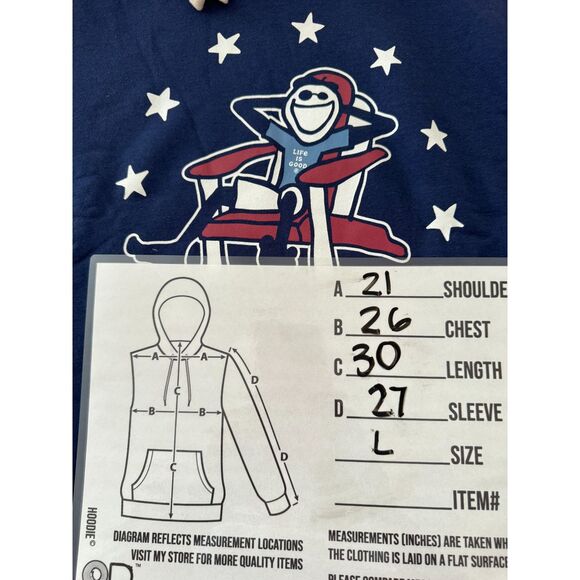 Life is Good NWT Sz L Darkest Blue French Terry Adirondack Stars Hoodie - Picture 4 of 15